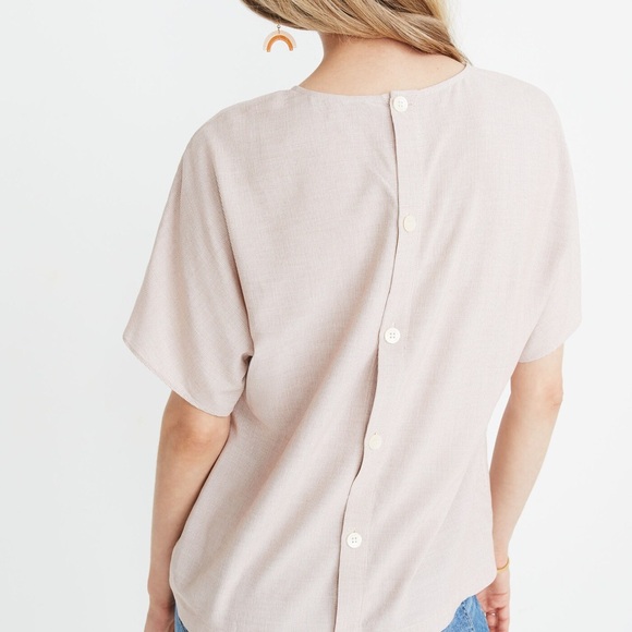 Madewell Short Sleeve Button-Back Tie Tee in Stripe - Picture 7 of 8